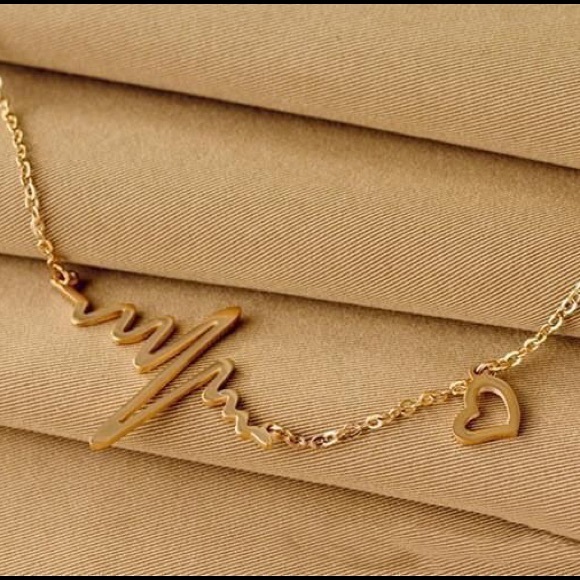 LAST SET SALE Gold EKG Heart Beat Dainty Necklace - Picture 2 of 6